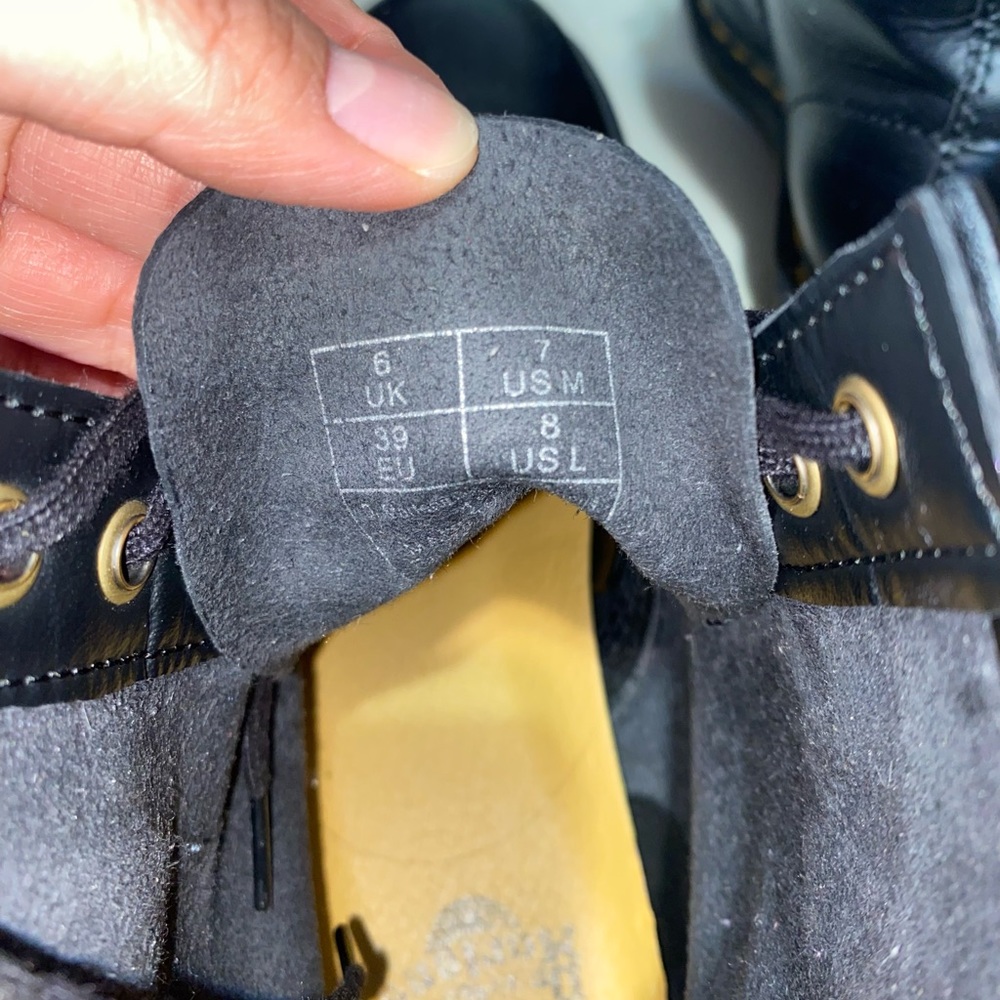 Dr. Martens Black Leather Lace-Up Boots with Yellow Stitching - Picture 8 of 9